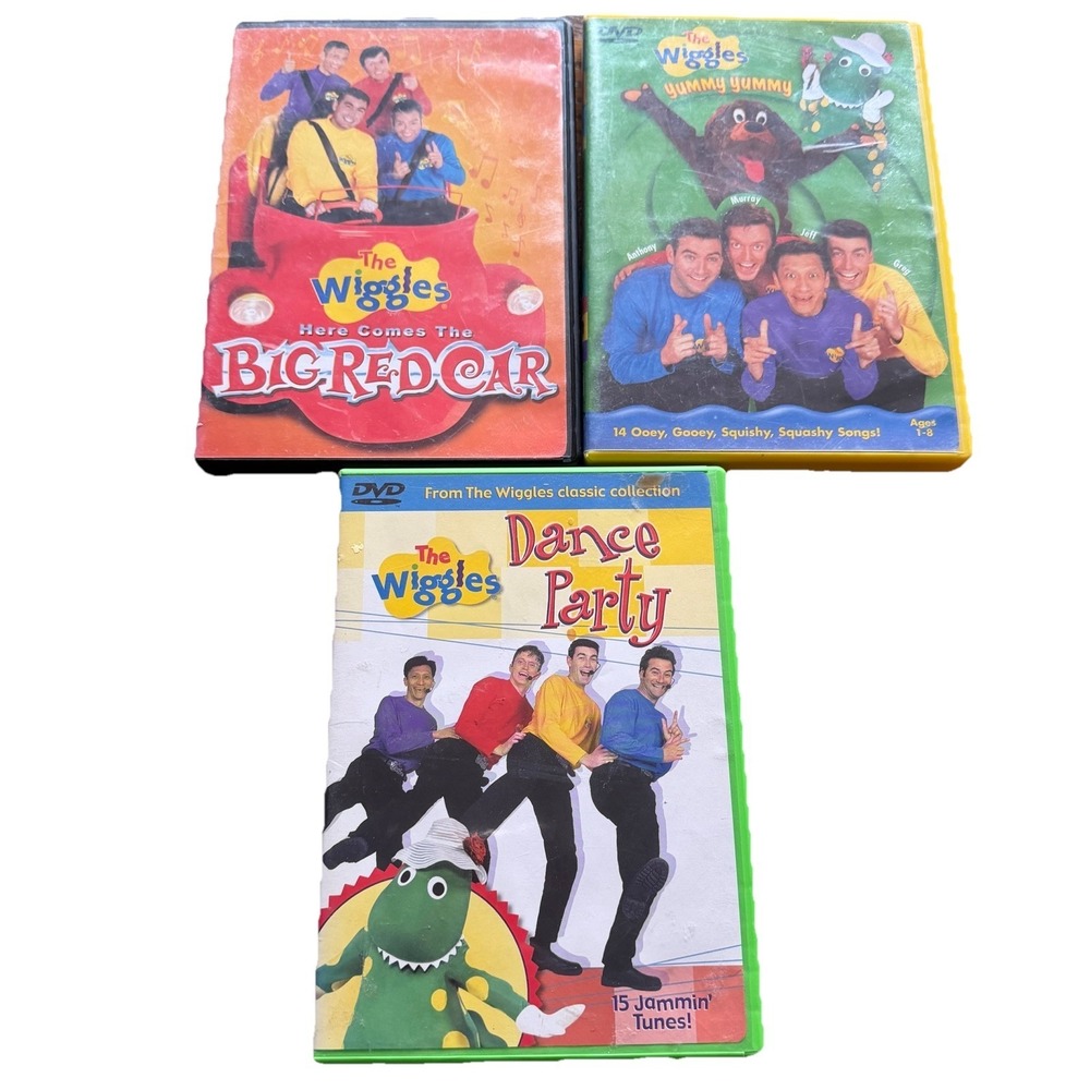 The Wiggles Movie Lot (3 DVDs) Big Red Car, Dance Party, Yummy Yummy 2005 Kids - Picture 1 of 6